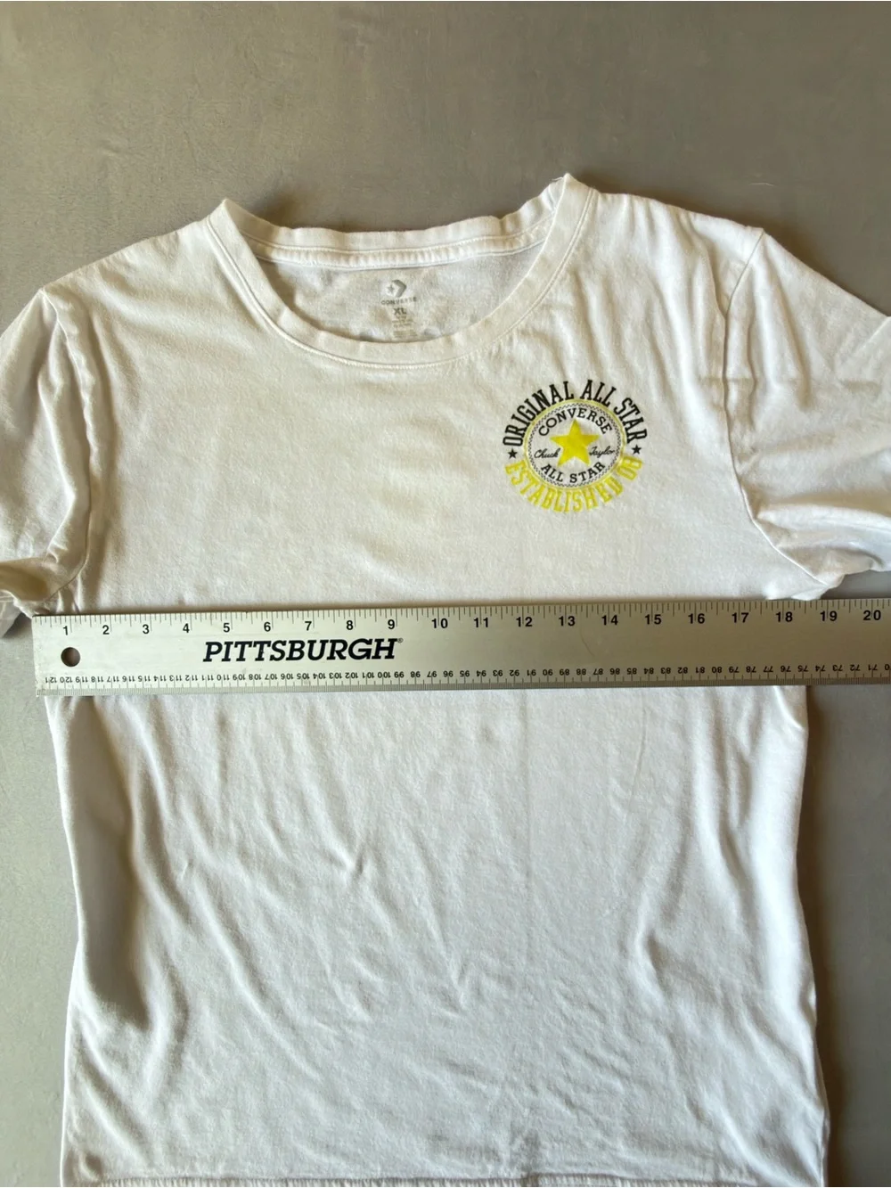 Converse Kids White Tee with Yellow Chest Logo